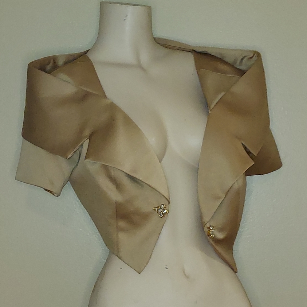 Alex Evenings Champagne/ Gold Satin Bolero Jacket